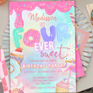 four is so sweet invitation
