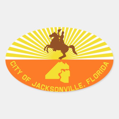 FOUR Jacksonville Flag Oval Sticker