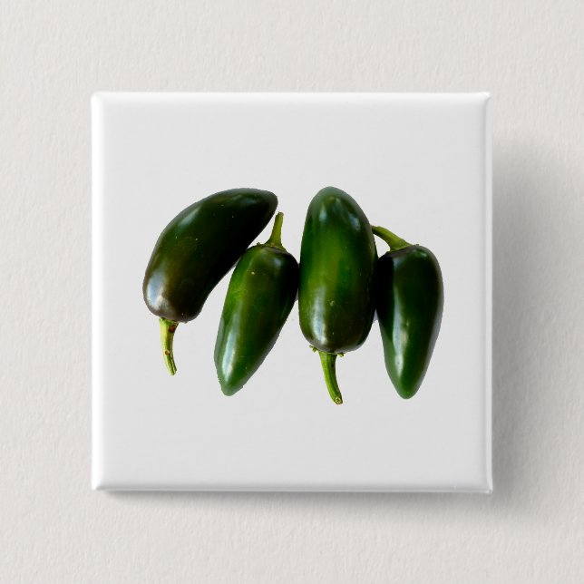 Four Jalapeno Peppers Green Photograph Button (Front)