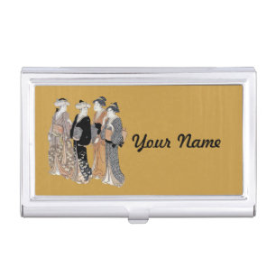 Four Japanese Geisha Ladies Traditional Clothes Business Card Case