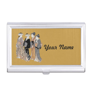 Four Japanese Geisha Ladies Traditional Clothes Business Card Case