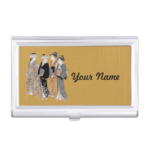 Four Japanese Geisha Ladies Traditional Clothes Business Card Case