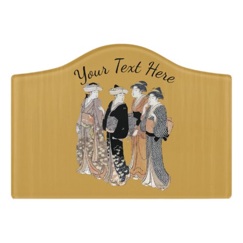 Four Japanese Geisha Ladies Traditional Clothes Door Sign