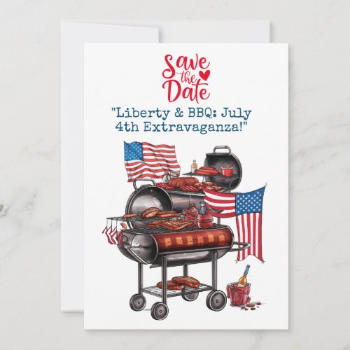 Four July 4th Independence Day Barbecue Party Invitation