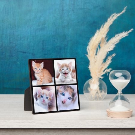 Four Kitten Photo Collage Black Plaque