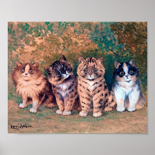 Four Kittens Louis Wain Poster
