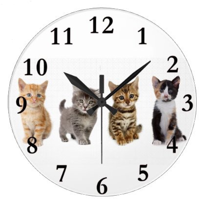 Four Kittens Round Wall Clock