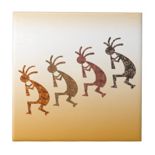 Four Kokopelli Ceramic Tile