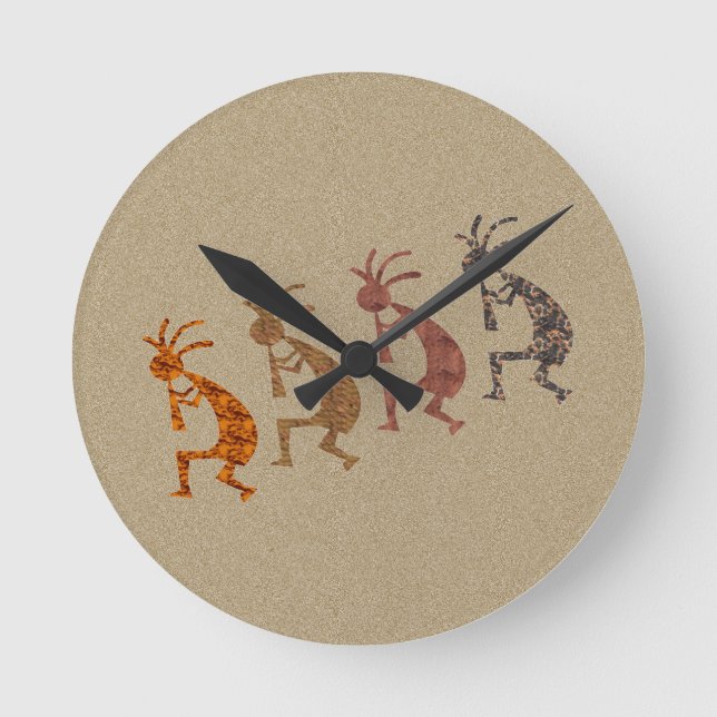 Four Kokopelli Round Clock (Front)