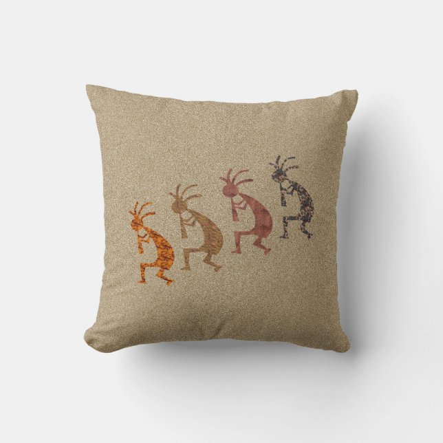 Four Kokopelli Throw Pillow (Front)