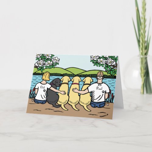 Four Labradors and Parents Lake View Card