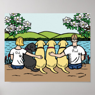 Four Labradors and Parents Lake View Poster