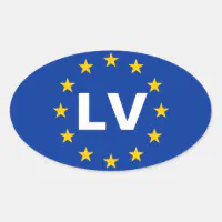  EW Designs LV Latvia Country Code Oval Sticker Decal