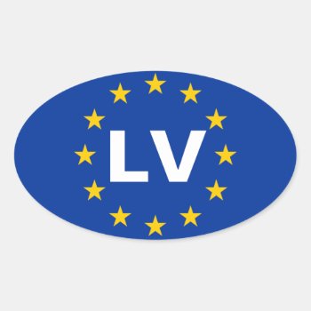 Four Latvia "lv" European Union Flag Oval Sticker by abbeyz71 at Zazzle
