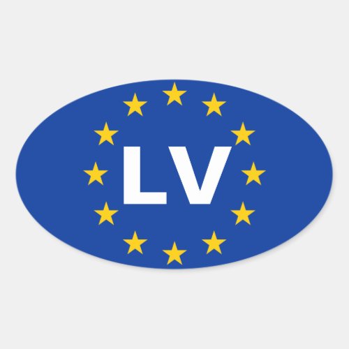 FOUR Latvia LV European Union Flag Oval Sticker