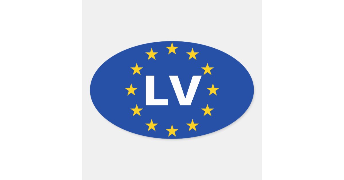  EW Designs LV Latvia Country Code Oval Sticker Decal