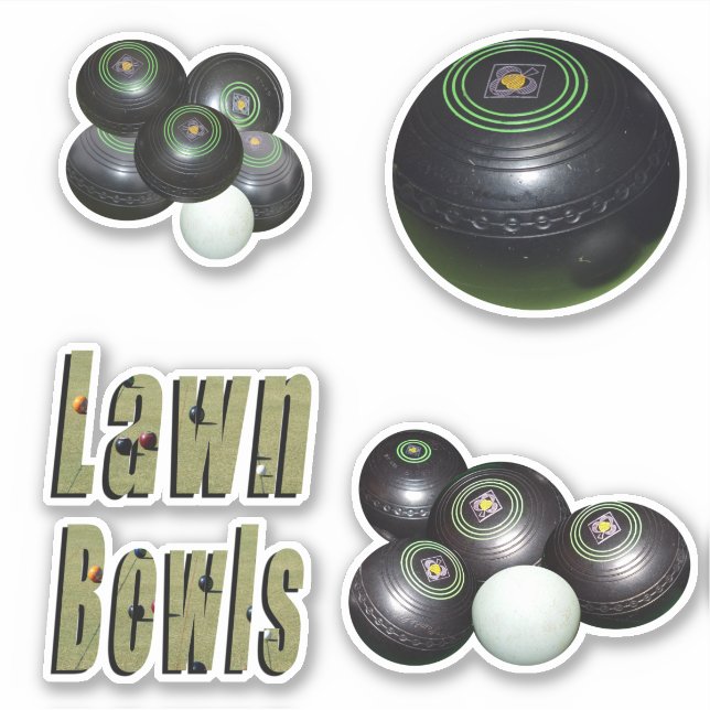 Four Lawn Bowls Images, Sticker (Front)