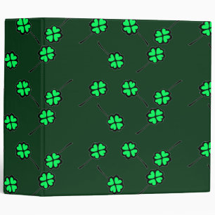Four leaf clove on dark green 3 Ring Binder