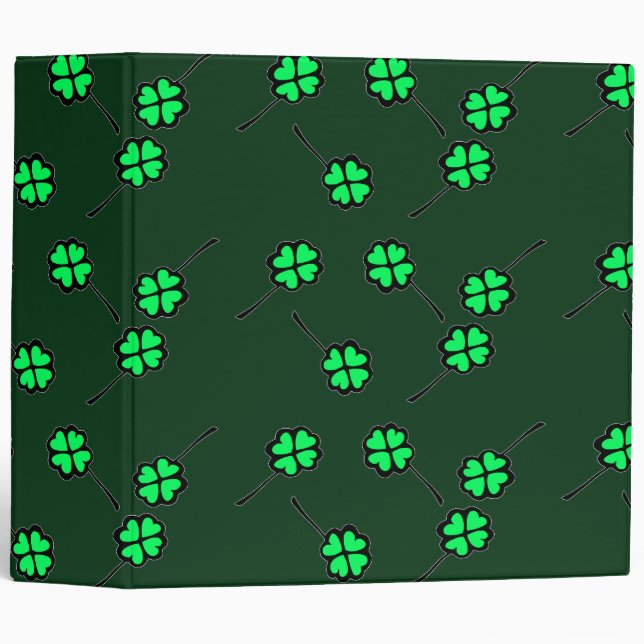  Four leaf clove on dark green 3 Ring Binder (Front/Spine)
