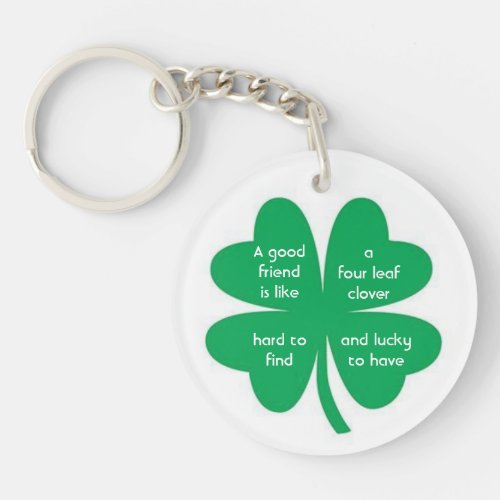 Four Leaf Clover and Best Friends Keychain