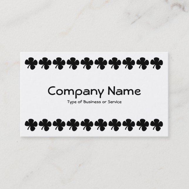 Four Leaf Clover - Black on White Business Card (Front)