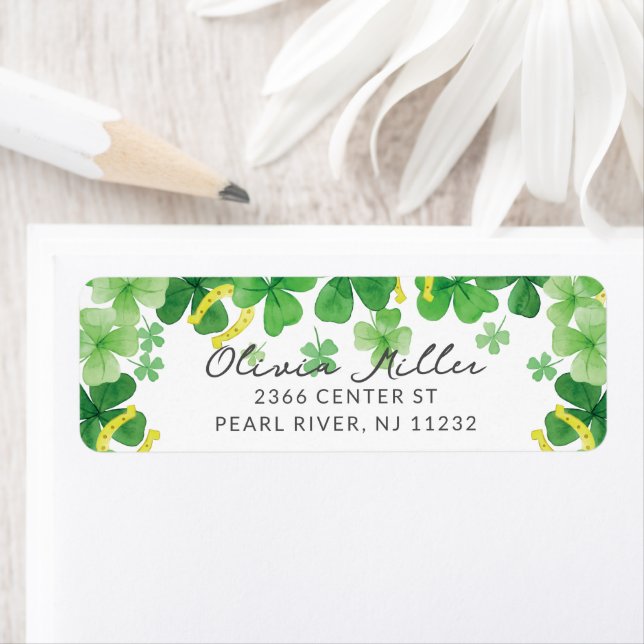 Four Leaf Clover Bridal Shower Address Label (Insitu)