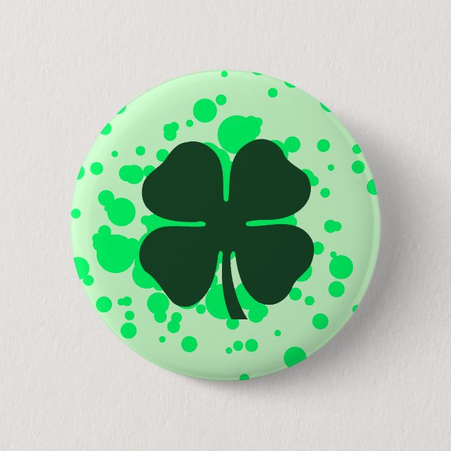 four leaf clover : bubbles : button (Front)