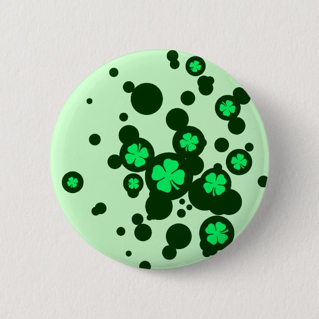 four leaf clover : bubbles : pinback button (Front)