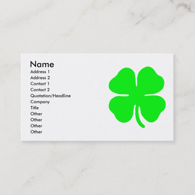 Four Leaf Clover Business Card (Front)