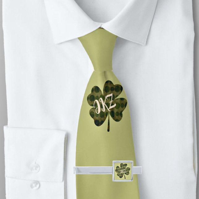 Four Leaf Clover Center Monogram | Neck Tie (Creator Uploaded)