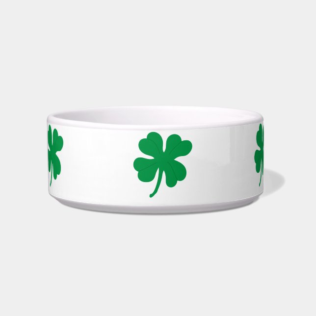 Four Leaf Clover Ceramic Pet Food Bowl (Front)