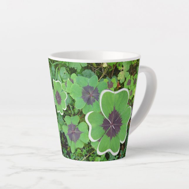 Four Leaf Clover Design Latte Mug (Right Angle)