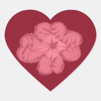 Four-Leaf Clover Design Red Heart Sticker
