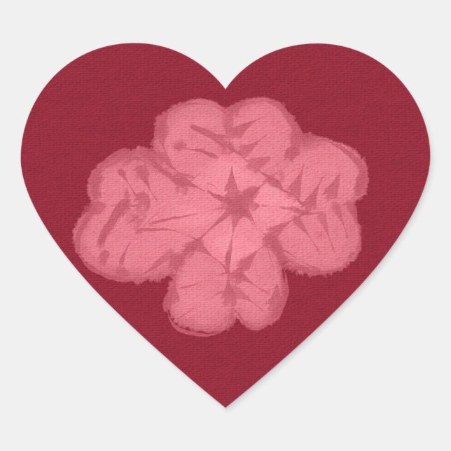 Four-Leaf Clover Design Red Heart Sticker (Front)