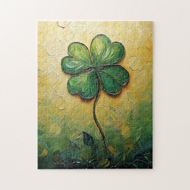 Four Leaf Clover Digital Oil Painting Jigsaw Puzzle (Vertical)