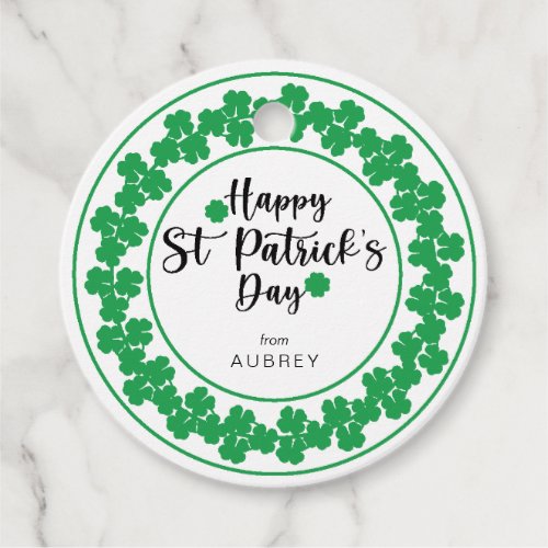 Four leaf clover frame St Patricks Day Favor Tags