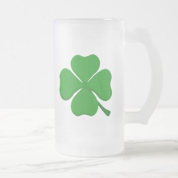 Four Leaf Clover Frosted Glass Beer Mug by Pot_of_Gold at Zazzle