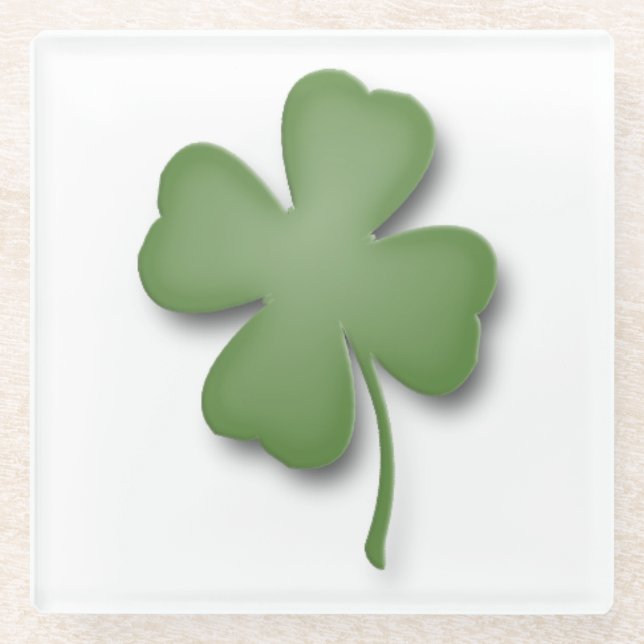 Four Leaf Clover Glass Coaster (Front)