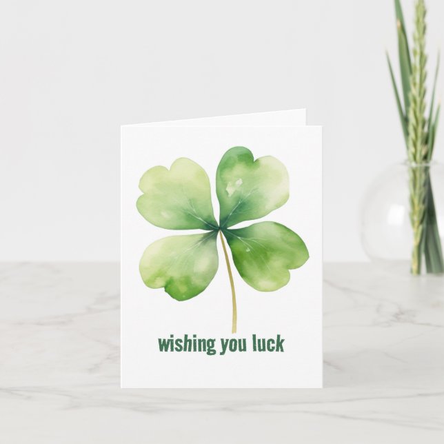 Four-Leaf Clover "Good Luck" Note Card (Front)