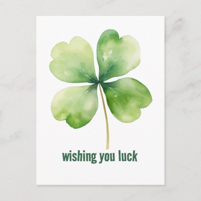 Four-Leaf Clover "Good Luck" Postcard (Front)