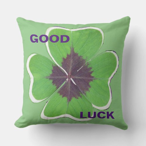 Four Leaf Clover Good Luck Throw Pillow