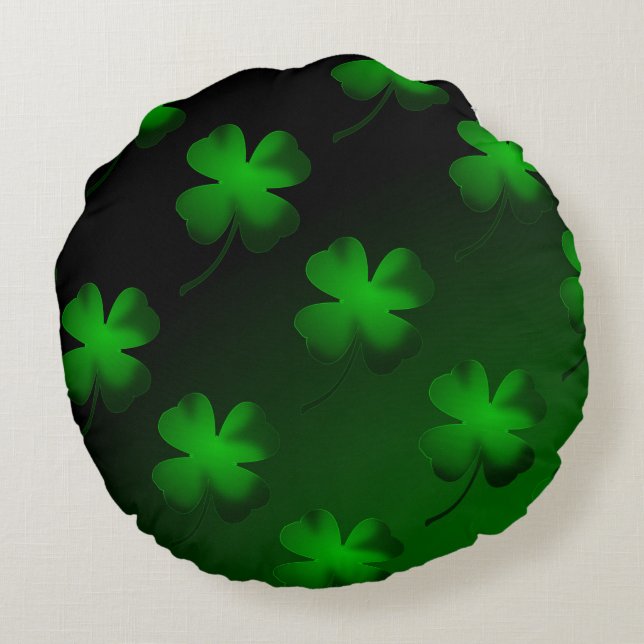 Four Leaf Clover Gradient Round Pillow (Back)