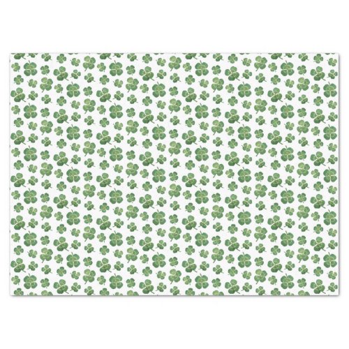 Four Leaf Clover Green And White St Patricks Day Tissue Paper