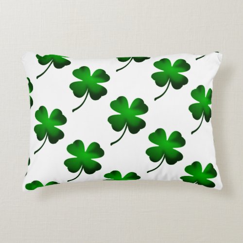 Four Leaf Clover Green Decorative Pillow