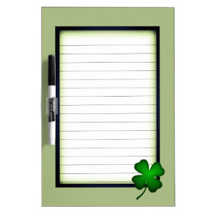 Four Leaf Clover Green Lined Easy Write Dry Erase Board