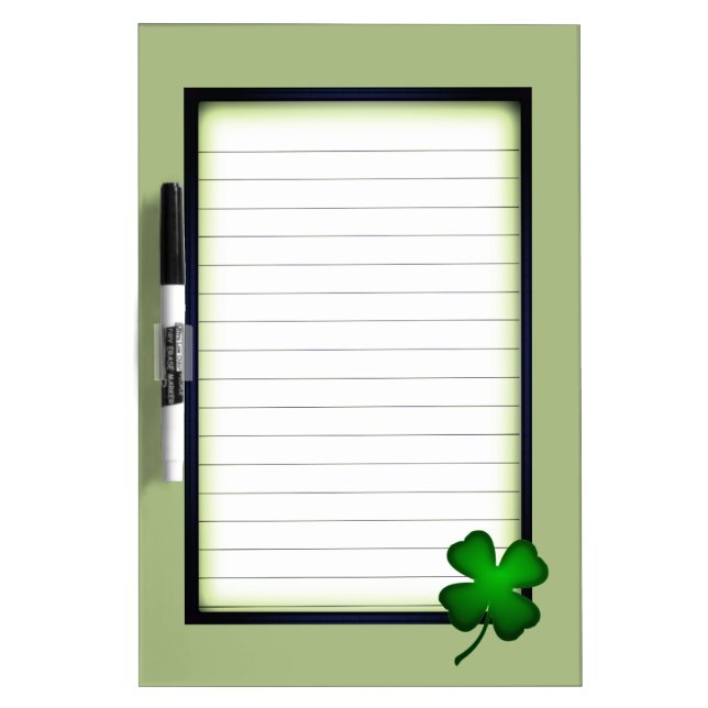 Four Leaf Clover Green Lined Easy Write Dry Erase Board (Front)