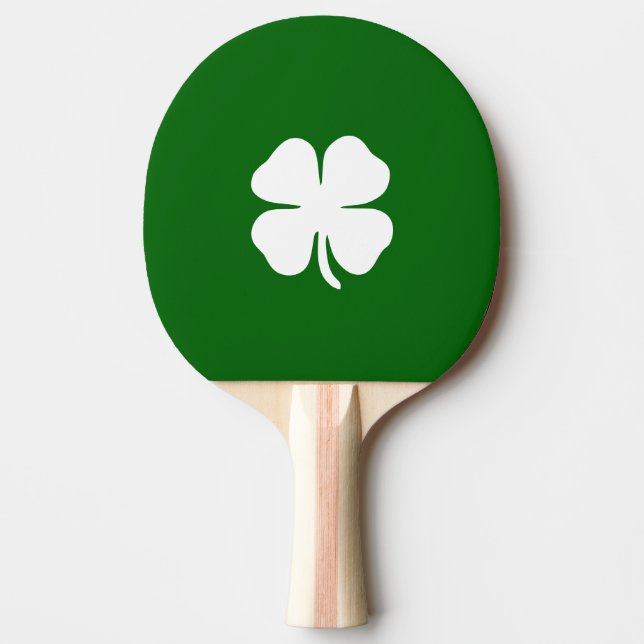 Four Leaf Clover Green Lucky Irish Ping Pong Paddle (Front)