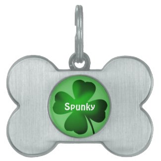 Four Leaf Clover Green Pet ID Tag