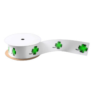 Four Leaf Clover Green Satin Ribbon