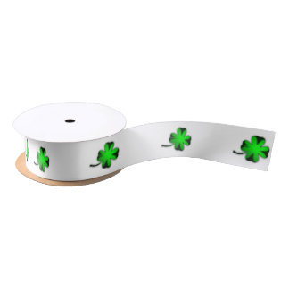 Four Leaf Clover Green Satin Ribbon